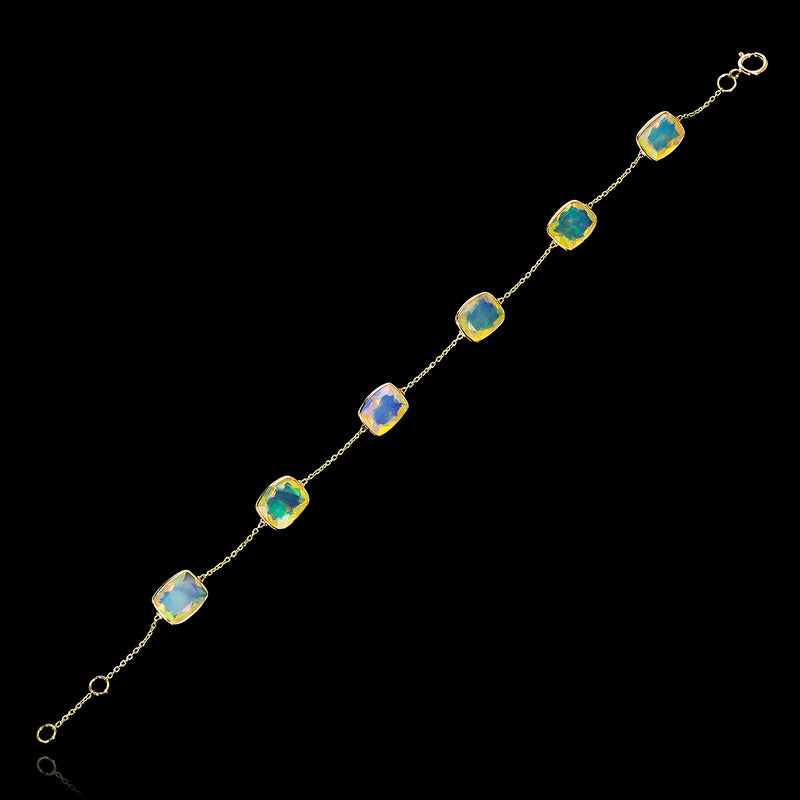 Opal Rectangular shape Bracelet, 18k Yellow Gold