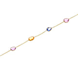 Mixed Cut Genuine Multi-Sapphire 18k Yellow Gold Adjustable Bracelet