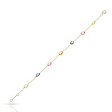 Mixed Cut Genuine Multi-Sapphire 18k Yellow Gold Adjustable Bracelet