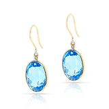 Blue Topaz Oval Shape Dangling Earrings made in 18 Karat Yellow Gold.