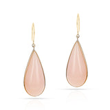 Pink Moonstone Pear Shape Dangling Earrings made in 18 Karat Yellow Gold.