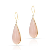 Pink Moonstone Pear Shape Dangling Earrings made in 18 Karat Yellow Gold.