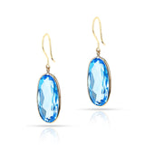 Blue Topaz Oval Shape Dangling Earrings made in 18 Karat Yellow Gold.