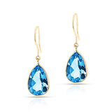 Blue Topaz Pear Shape Dangling Earrings made in 18 Karat Yellow Gold.