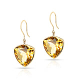 Citrine Cushion Dangling Earrings made in 18 Karat Yellow Gold