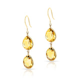 Citrine Double Pear Shape Dangling Earrings made in 18 Karat Yellow Gold