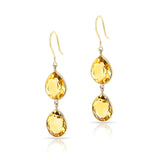 Citrine Round and Pear Shape Dangling Earrings made in 18 Karat Yellow Gold.
