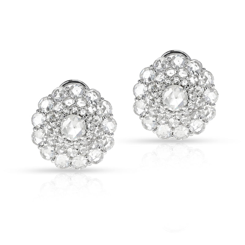 Diamond Rose Cut Cluster Cocktail Earrings