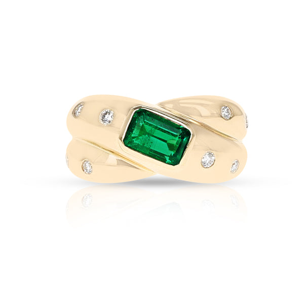 Cartier Emerald and Diamond Criss Cross Ring, 18k