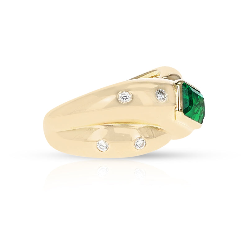 Cartier Emerald and Diamond Criss Cross Ring, 18k