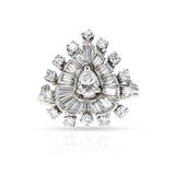 Pear Shape Diamond Ring with Baguette and Round Diamonds, Platinum