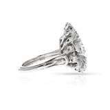 Pear Shape Diamond Ring with Baguette and Round Diamonds, Platinum