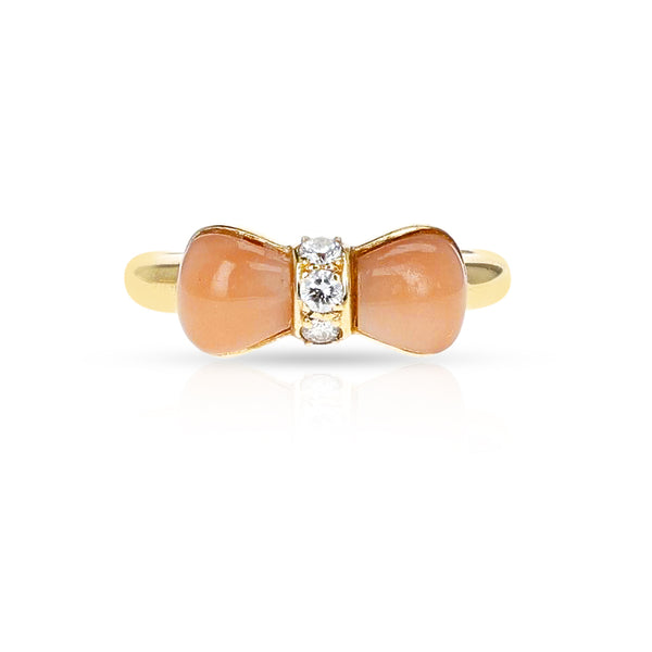 Van Cleef & Arpels Coral Bow and Diamond Ring, 18k