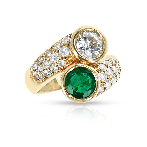 Emerald and Diamond Toi et Moi Ring, 18k