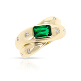 Cartier Emerald and Diamond Criss Cross Ring, 18k