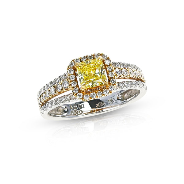 GIA Certified Fancy Intense Yellow 0.60 ct. Square Diamond Ring