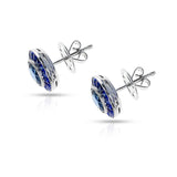 Round Sapphire with Invisible Sapphire Earrings, 18k