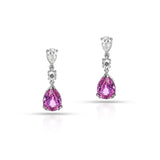 Unheated Certified Pink Sapphire Pear Shape Earrings with Diamonds, 18k