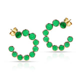 Emerald Cabochon Half-Circle Earrings, 18k Earrings