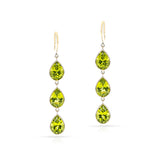 Three Pear Shaped Peridot Earrings, 18K