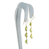 Three Rectangular Peridot Dangling Earrings, 18K