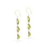 Three Rectangular Peridot Dangling Earrings, 18K