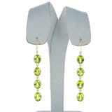 Four Oval Peridot Dangling Earrings, 18K