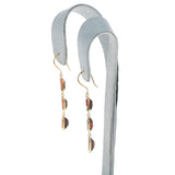 Rectangular Garnet Three Stone Dangling Earrings, 18K