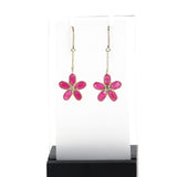 Dangling Ruby Floral Earring with Diamond, 18K