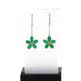 Dangling Emerald Floral Earring with Diamond, 18K