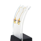 Multi-Sapphire and Diamond Floral Dangling Earrings, 18K