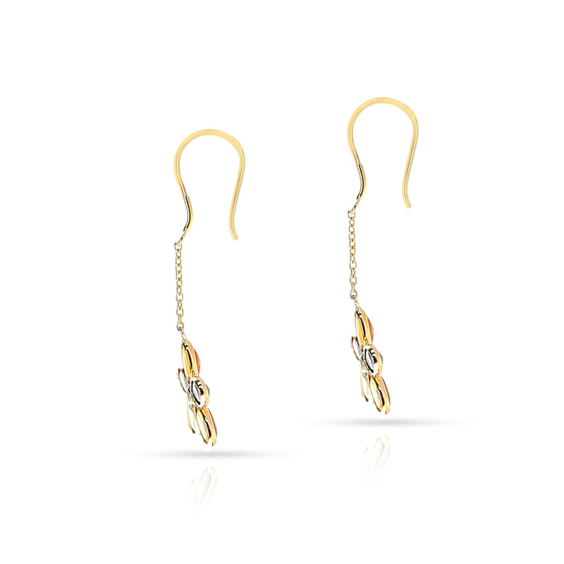 Multi-Sapphire and Diamond Floral Dangling Earrings, 18K