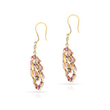 Double Circle Pink Tourmaline and Diamond Rose Cut Earrings, 18K