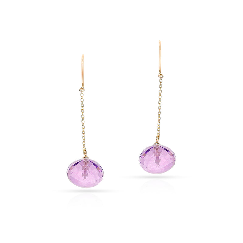 Amethyst Faceted Bead Dangling Earrings, 18K