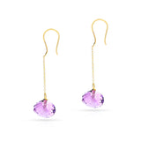 Amethyst Faceted Bead Dangling Earrings, 18K