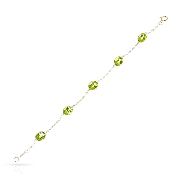 Oval Peridot Bracelet, 18K