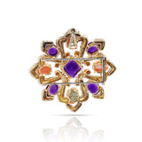 Van Cleef & Arpels Amethyst and Coral Cabochon Brooch, 18K Yellow Gold