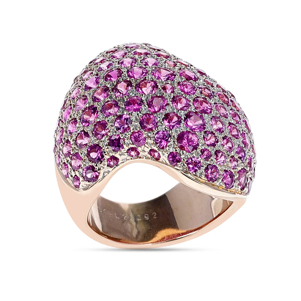 Van Cleef & Arpels 6.10 ct. Pink Sapphire Swerve Cocktail Ring, 18K Rose Gold