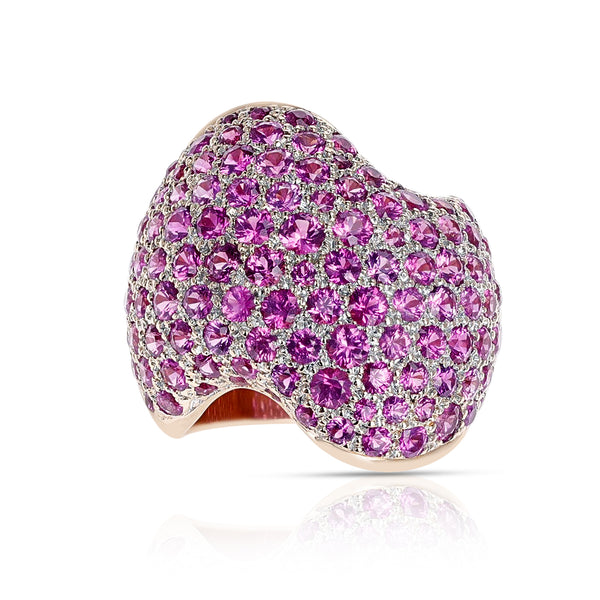 Van Cleef & Arpels 6.10 ct. Pink Sapphire Swerve Cocktail Ring, 18K Rose Gold