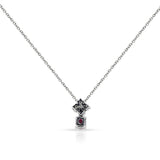 GIA Clover Shape Diamond and Oval Ruby Pendant Necklace, Platinum