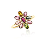 Tourmaline Floral Ring, Yellow Gold