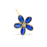 Gemstone Floral Pendant with Diamond, 18K Yellow Gold
