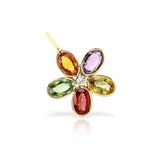 Gemstone Floral Pendant with Diamond, 18K Yellow Gold