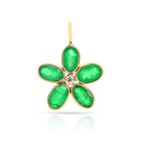 Gemstone Floral Pendant with Diamond, 18K Yellow Gold