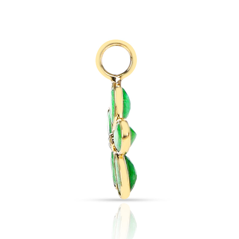 Gemstone Floral Pendant with Diamond, 18K Yellow Gold