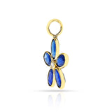 Gemstone Floral Pendant with Diamond, 18K Yellow Gold