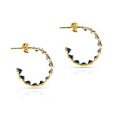 Blue Sapphire Hoop Earrings, 18k
