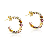 Blue Sapphire Hoop Earrings, 18k