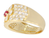 Van Cleef & Arpels Floral Ruby and Diamond Ring, 18K Yellow Gold, with Original VCA Box