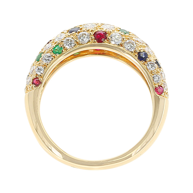 Van Cleef & Arpels Diamond, Ruby, Sapphire, Emerald Ring, 18K Yellow